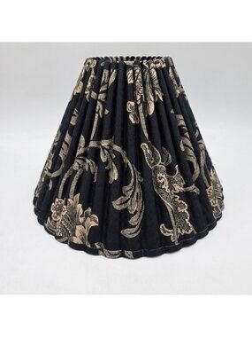 Croscill Black & Beige Floral Pleated Fabric Lamp Shade 13" Diameter Elegant